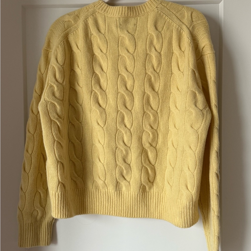 Polo by Ralph Lauren Butter Yellow Cable-Knit Crewneck Sweater - Picture 2 of 3